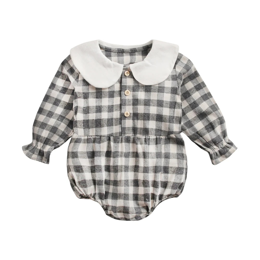 Cute Newborn Baby Girl Bodysuits Cotton Flowers Plaid