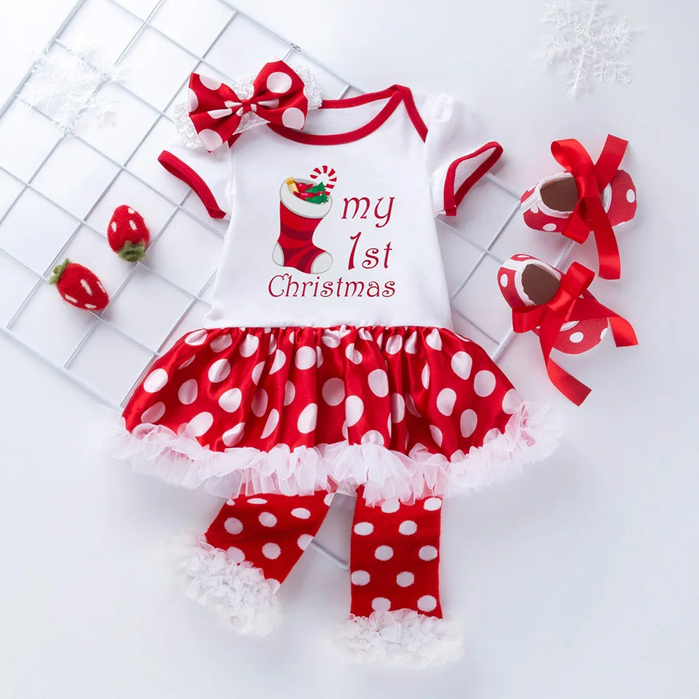 Christmas Baby Girl Clothing for Kids Romper CottonShort Sleeve Toddler Santa Claus Jumpsuit Tutu Dress Costumes 2020 Popular