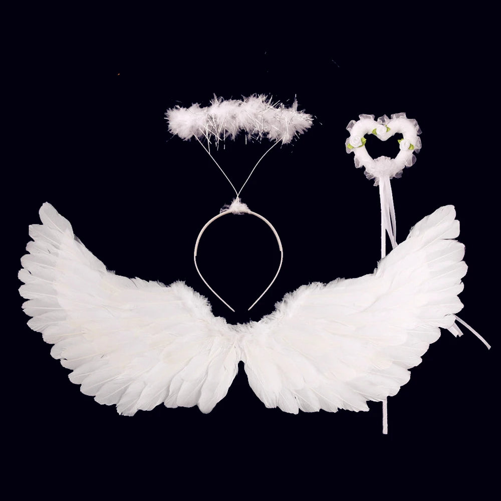 White Angel Tutu Costume for Fairy Cosplay Dress with Wings 1-14Y
