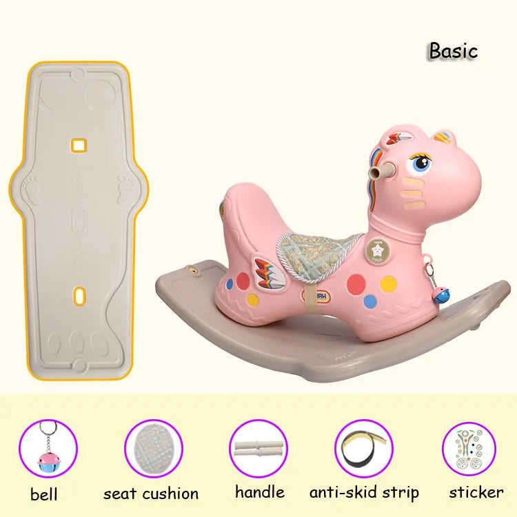 Children's Toy Rocking Horse Thickened Plastic Baby Rocking Chair Rocking Animal Swing Seat Rocker Newborn Baby Bouncers 1~6 Y