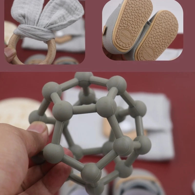 Baby Gift Box Genetic Ball Toddler Shoes Rabbit Ears Toy Grindy Bear