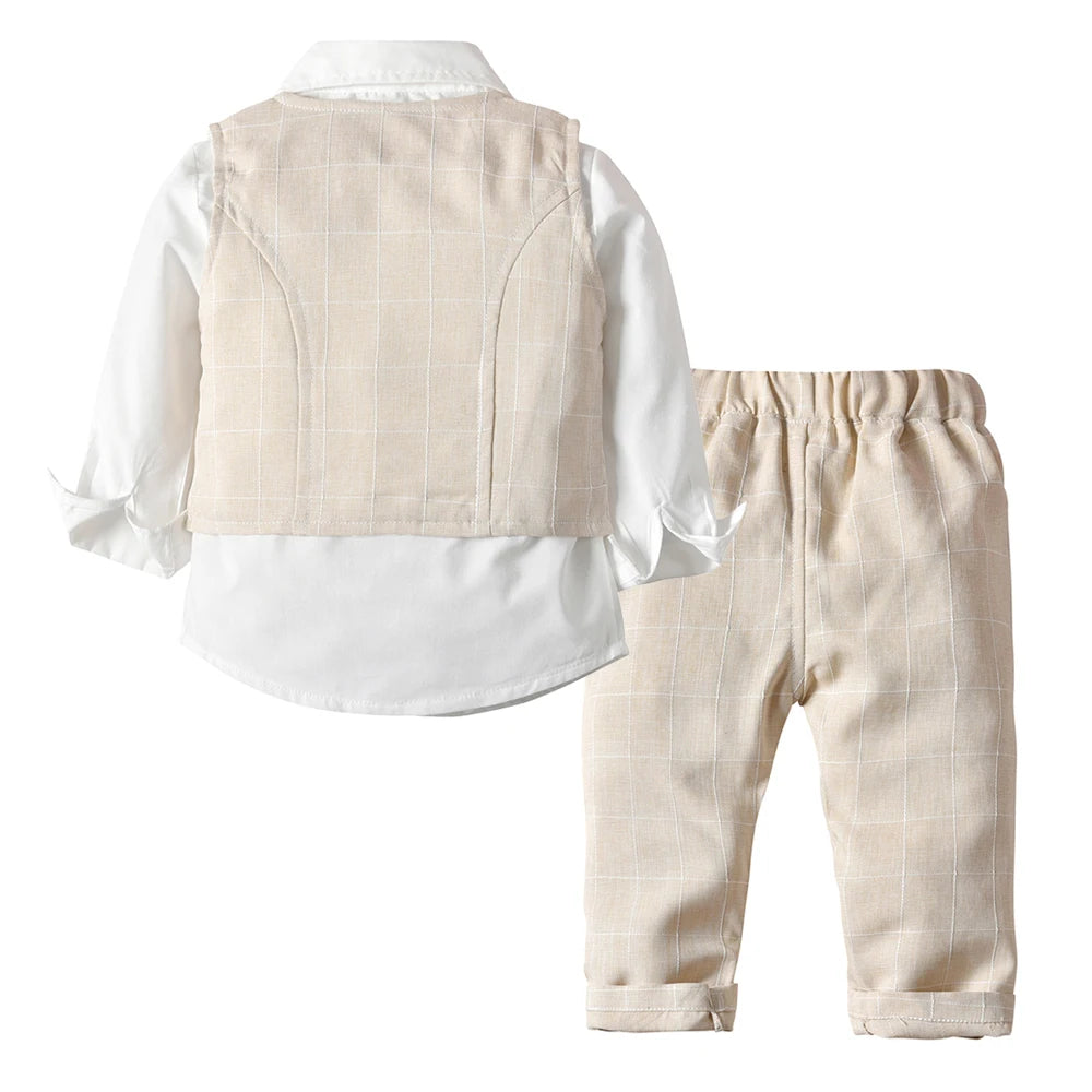 Top and Top Autumn Winter Newborn Baby Cotton Clothes Suit Black Bow Tie Plaid Tops Pants Outfits Toddle Infantil Costume Set