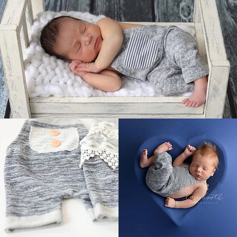 Newborn Photography Props Accessories Cute Twin Baby Clothes for Photo Shoot Suspender Jumpsuit Studio Costume Props