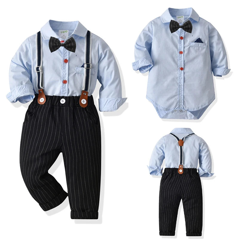 New Baby Suits Baby Boy Clothes Romper+ Suspenders Pants 2Pcs