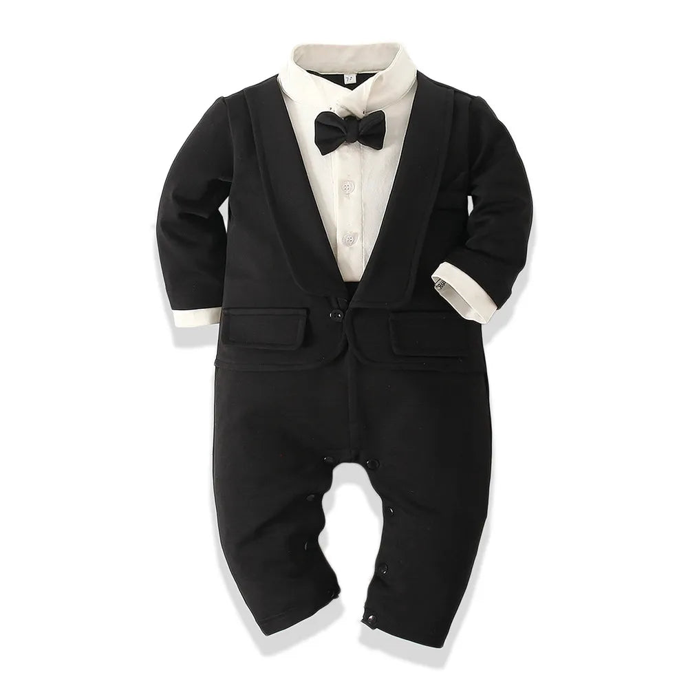 Baby boy Clothes Cotton Soft Long Rompers White/ Black