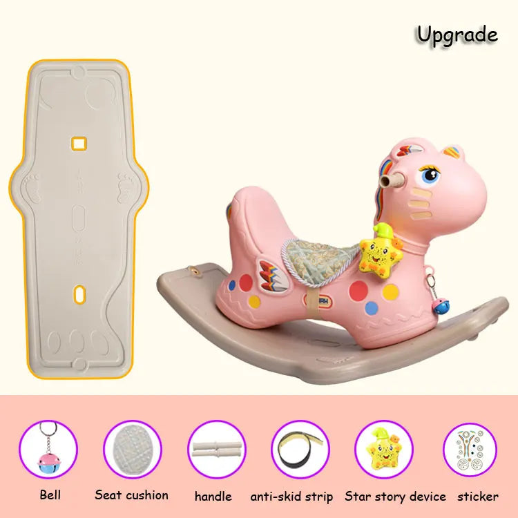 Children's Toy Rocking Horse Thickened Plastic Baby Rocking Chair Rocking Animal Swing Seat Rocker Newborn Baby Bouncers 1~6 Y