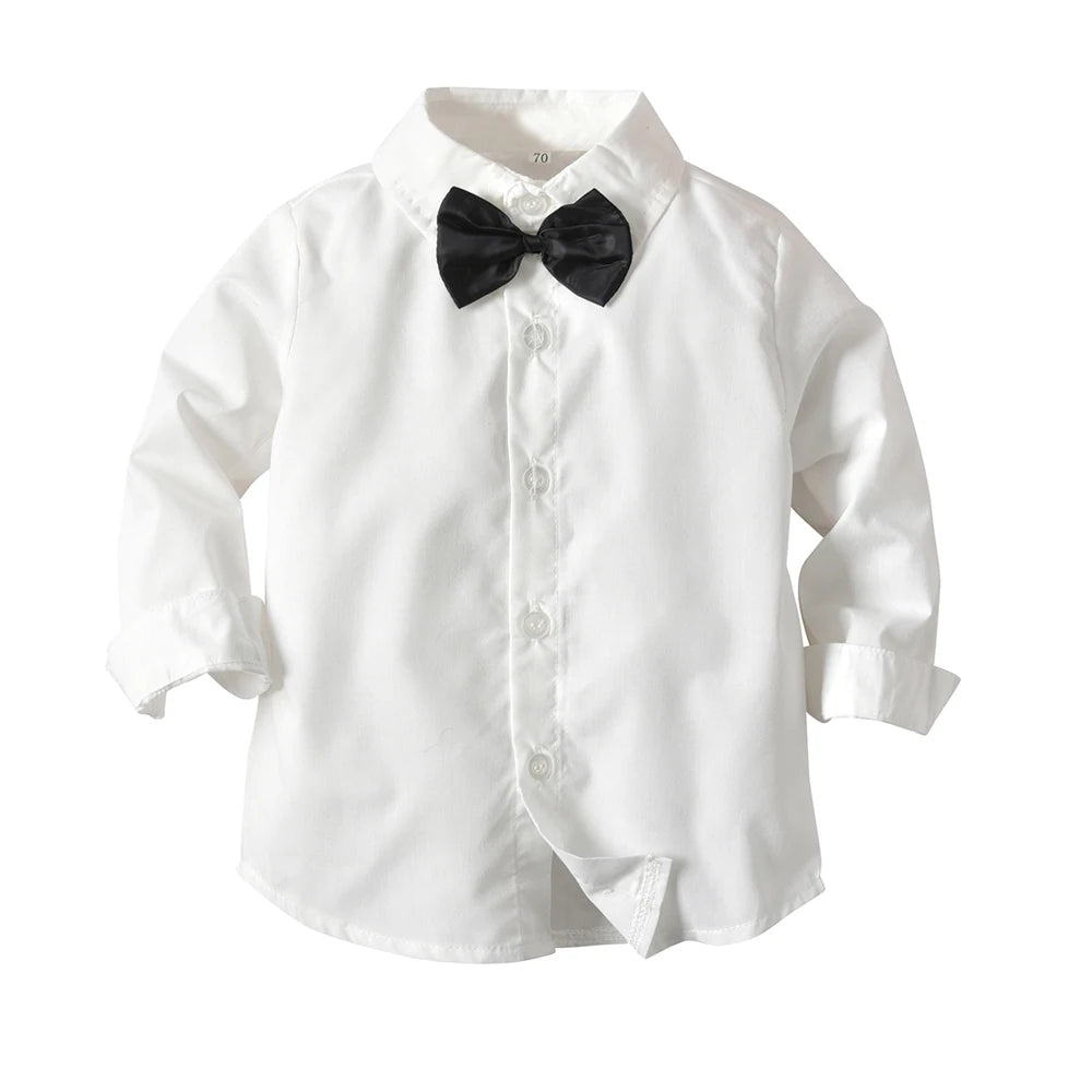 Newborn Baby Cotton Suit Black Bow Tie Plaid Set