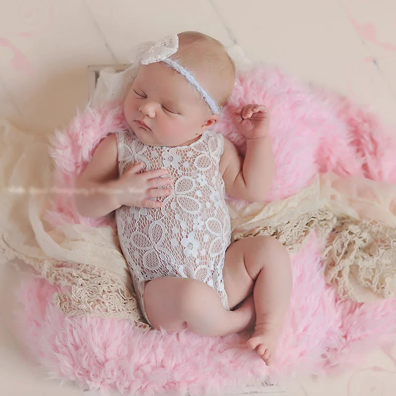 Newborn Photography Props Baby Girl Lace Romper Infant  Shoot Clothes