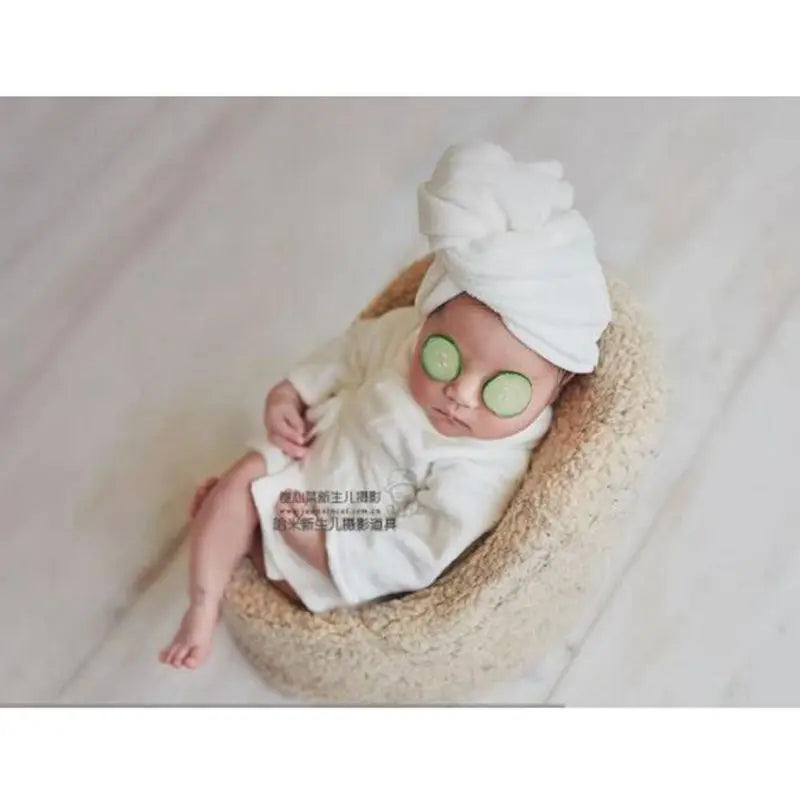 Toy For Newborn Photography Props Hairdryer Curls Set Mini Perm Rods Cap Baby Girls Bathrobe Photo Shooting Studio Accessories