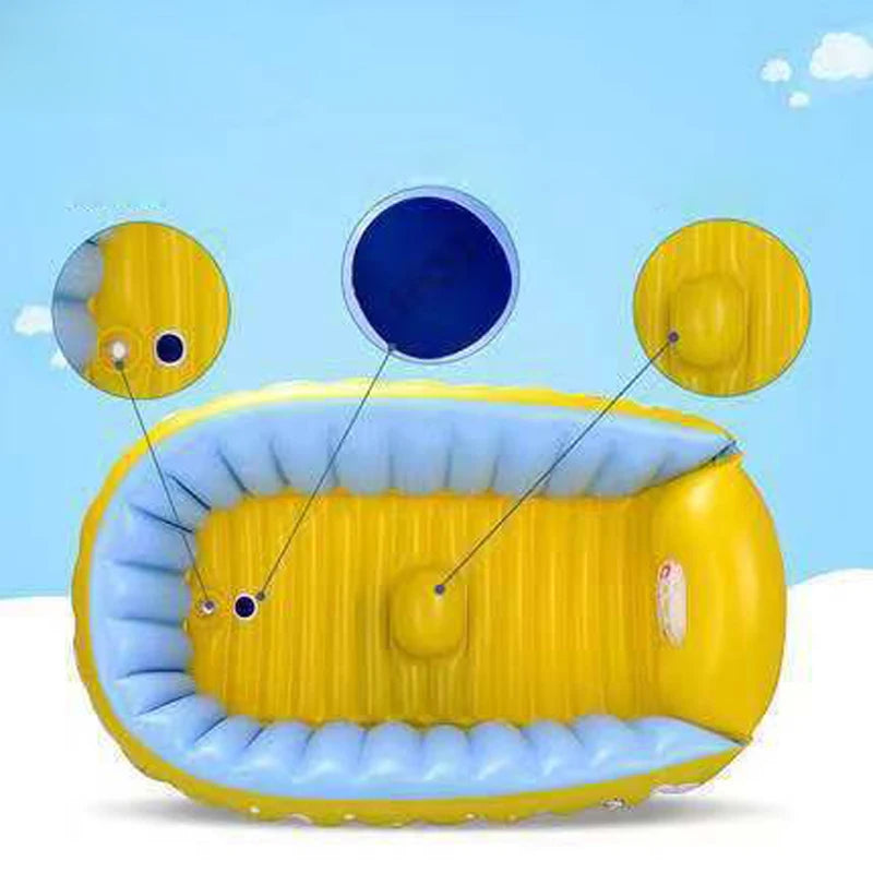 Summer Baby Bathtub Cartoon Inflatable bath tub Child tub Cushion Warm winner keep warm folding Portable bathtub With Pump Gift