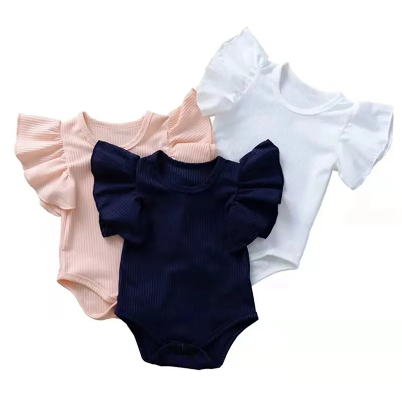 Newborn Baby Girl Solid  Bodysuit Summer
