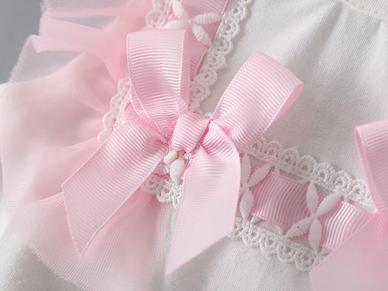 Summer Lace Bow Newborn Baby Girls Bodysuits