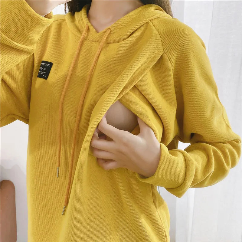 Breastfeeding Clothes Hoodies Raglan Sleeves Winter Clothes Women Jacket For Pregnant Women  Maternity Sweatshirt   9210