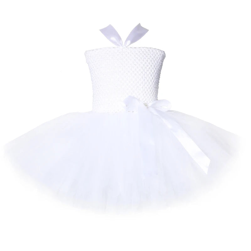 White Angel Tutu Costume for Fairy Cosplay Dress with Wings 1-14Y