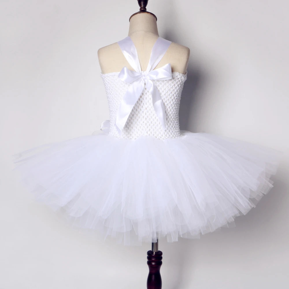White Angel Tutu Costume for Fairy Cosplay Dress with Wings 1-14Y