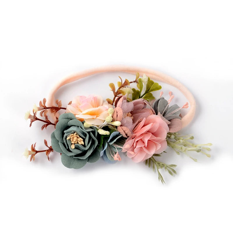 Baby Girl Headbands Nylon Floral Pearl Newborns Headband Princess