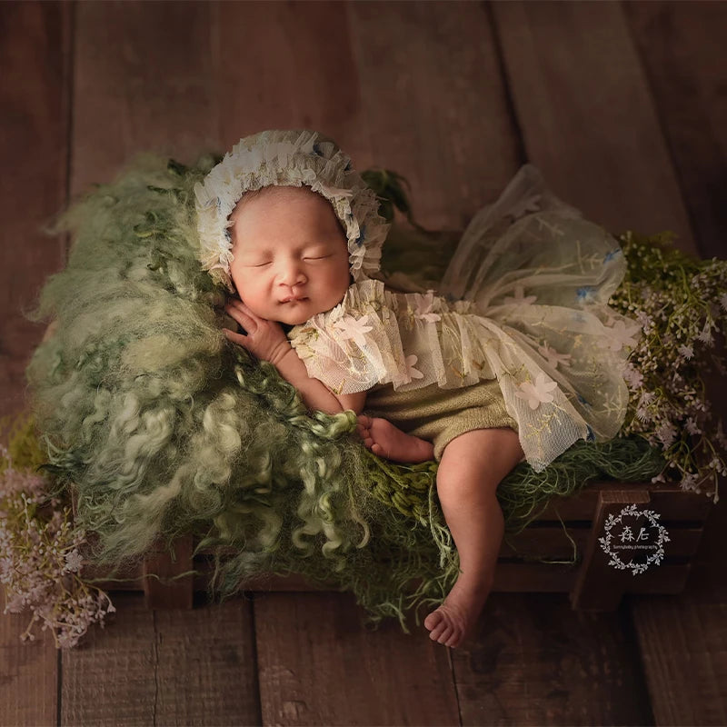 Newborn Photography Outfit Baby Headwear Lace Clothes Set for Photo Shoot Girl Dress Skirt  Jumpsuit Photobooth Props Accessorie