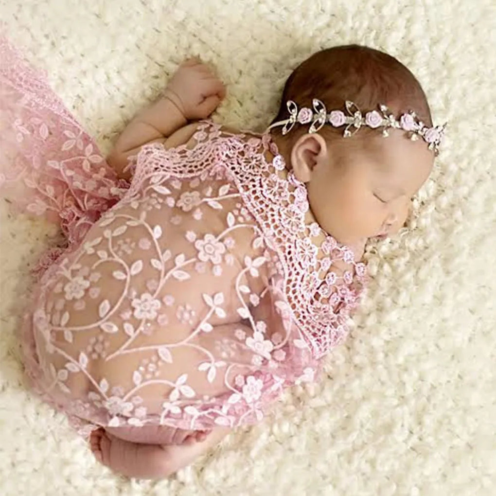 Lace Newborn Photo Wraps Props Embroidery Lace Wraps Blanket Wraps Scarf Baby Photo Props Girls Shoot Flower Soft Blanket Wraps