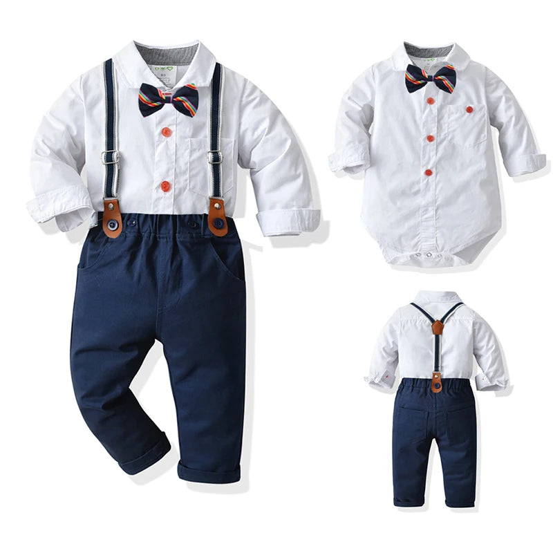 New Baby Suits Baby Boy Clothes Romper+ Suspenders Pants 2Pcs