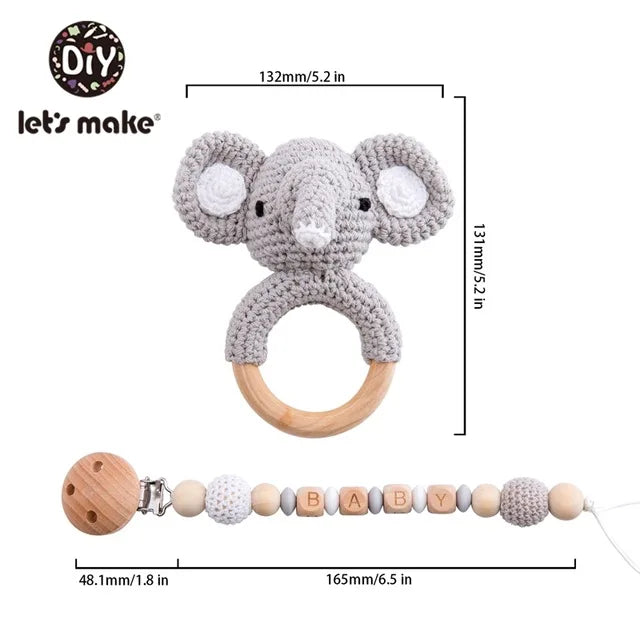 Baby Crochet Bear Teething Toys Cotton Towel Gift Box Bath Toys Set