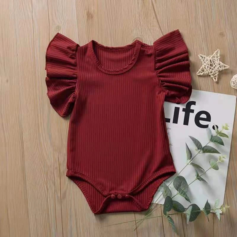 Newborn Baby Girl Solid  Bodysuit Summer