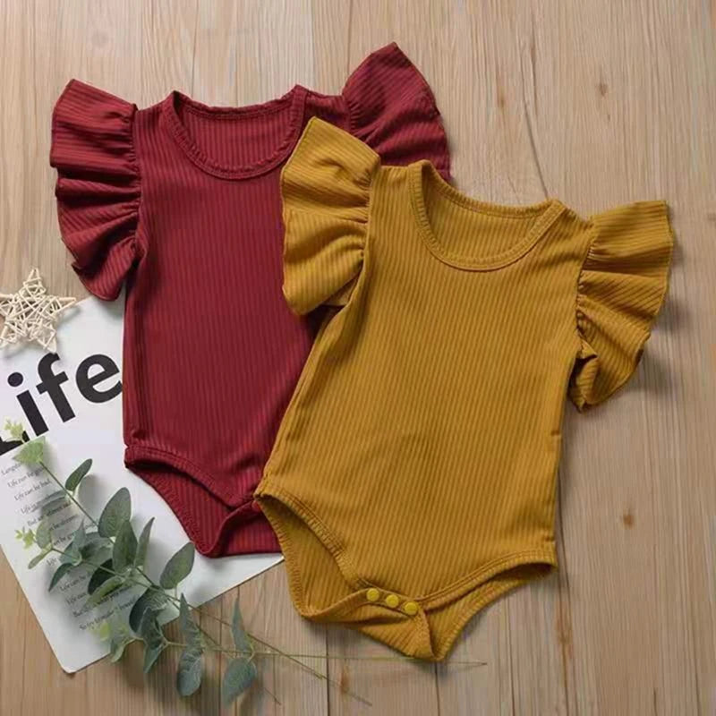 Newborn Baby Girl Solid  Bodysuit Summer
