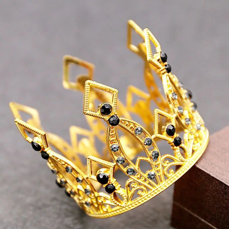 Newborn Princess Tiara Baby Golden Crown + Rhines