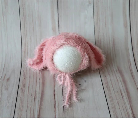 Newborn Stretch Knitted Fuzzy Wrap And Rabbit Hat Set