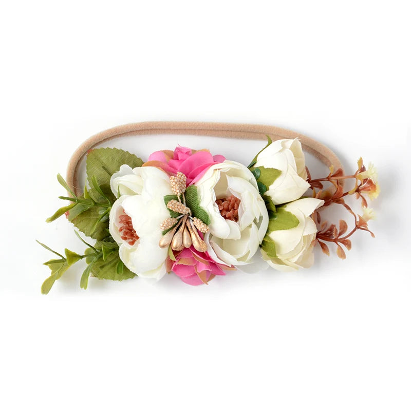 Baby Girl Headbands Nylon Floral Pearl Newborns Headband Princess