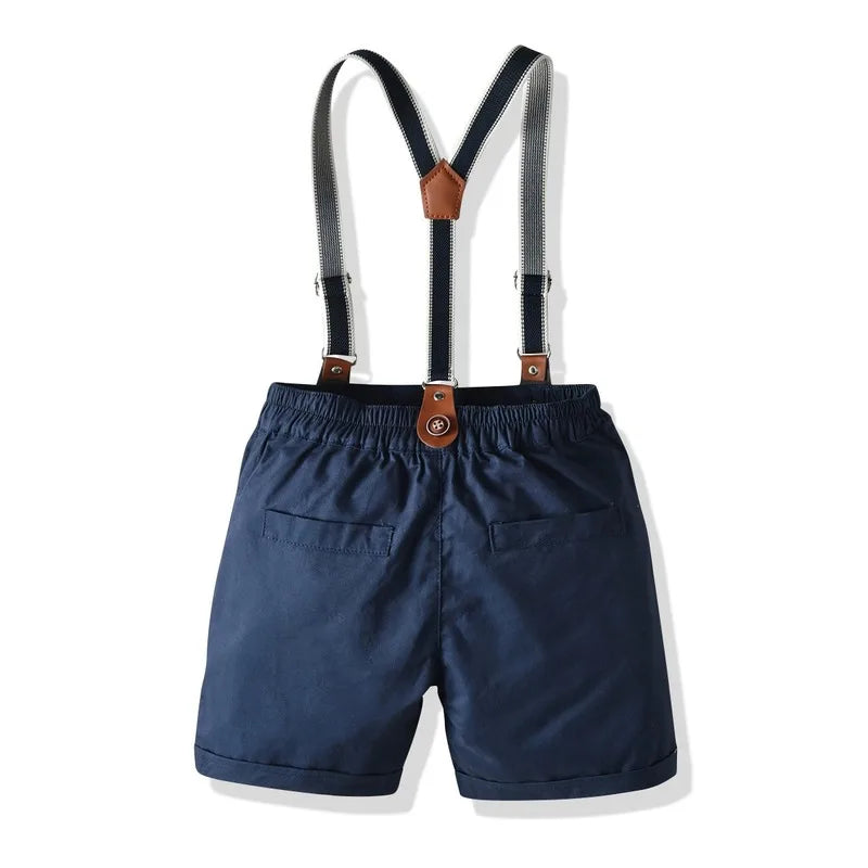 Summer Boys Clothes Baby Outfits Set Bow Tie Bib Suit Newborn 4 Pieces Party Birthday Dresses 3 6 9 12 18 24 Months