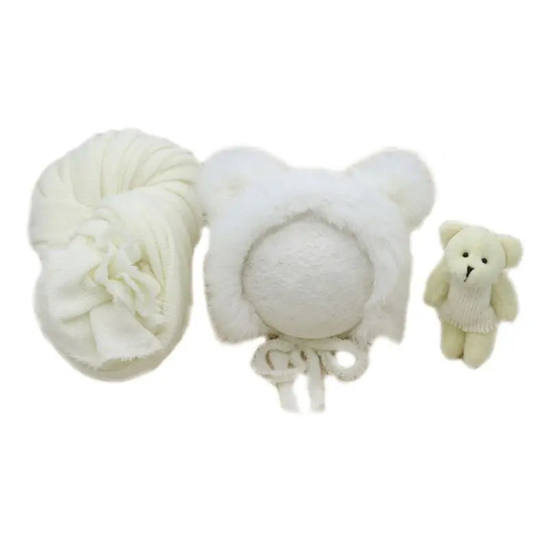 Newborn Fluffy Stretch Knit Wrap Cute Rabbit Fur Hat