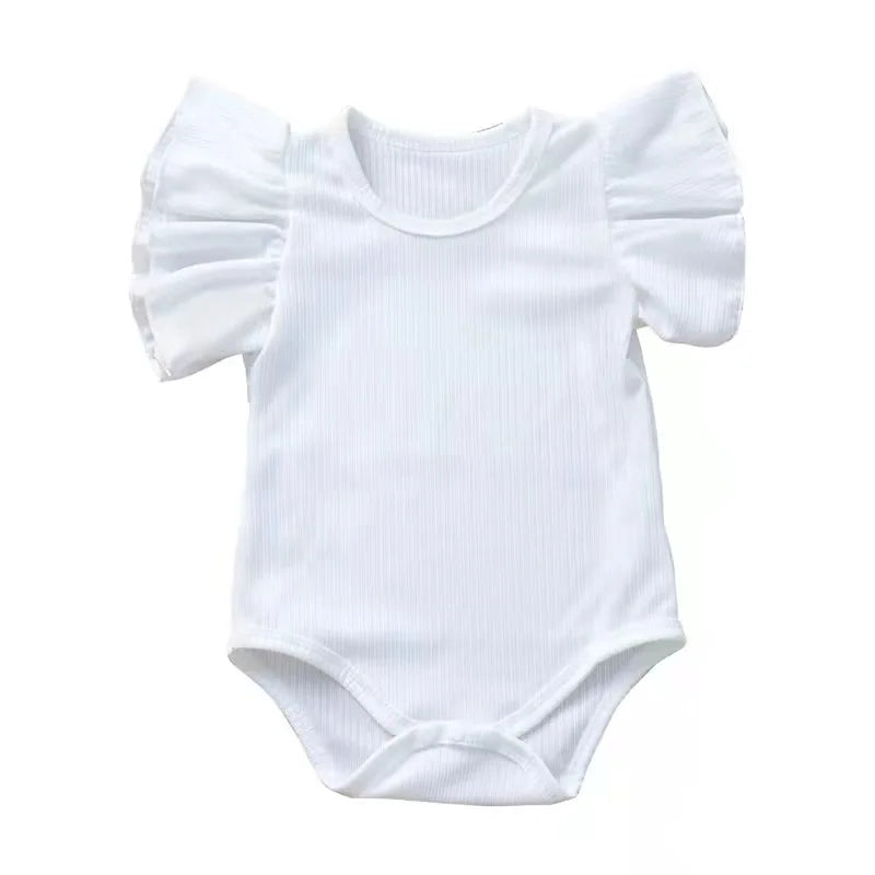 Newborn Baby Girl Solid  Bodysuit Summer