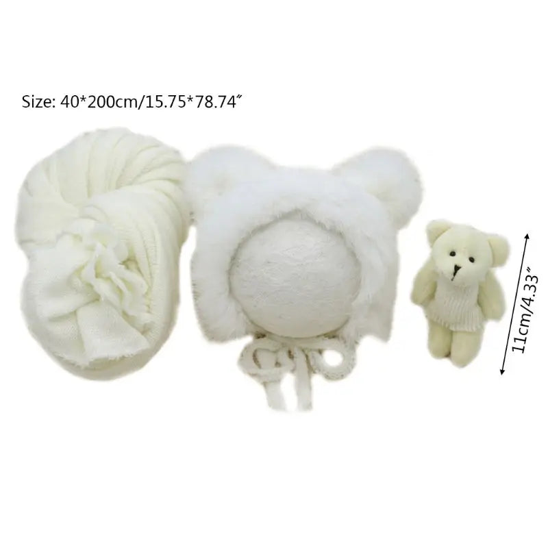 Newborn Fluffy Stretch Knit Wrap Cute Rabbit Fur Hat