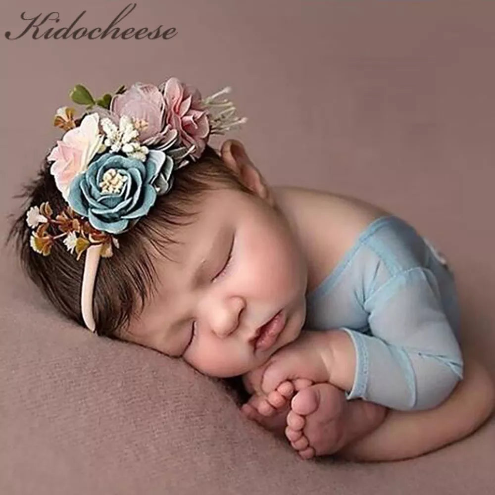 Baby Girl Headbands Nylon Floral Pearl Newborns Headband Princess