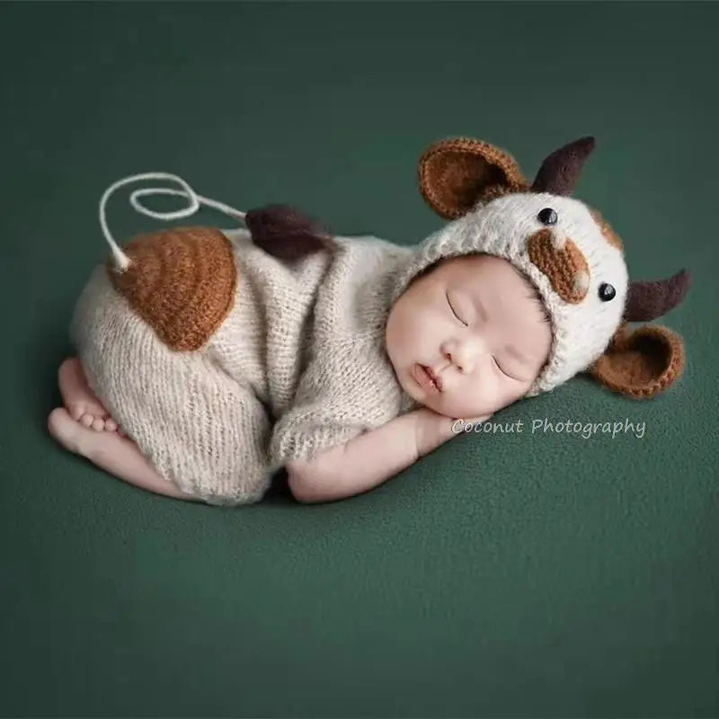 CoconutNewborn Photography Props calf costume ox year baby photo hat clothes photo studio props cute baby month photos