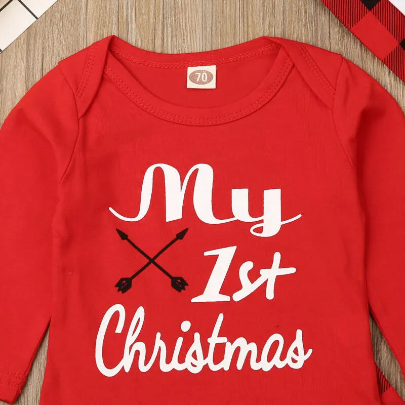 Lovely Baby Boy My First Christmas Letter Romper Sets