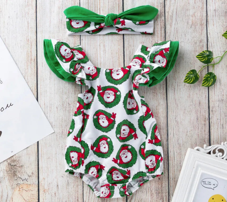 Newborn Infant Cotton Bodysuits With Bows Headband