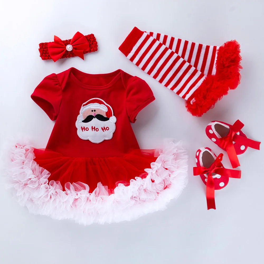Christmas Baby Romper Cotton Santa Claus Jumpsuit Tutu Dress