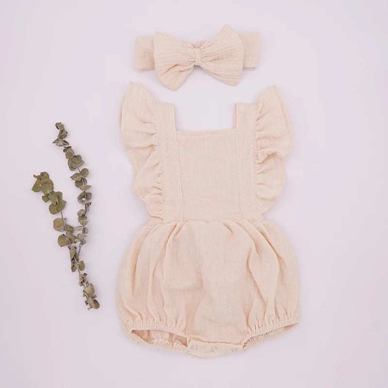 Organic Cotton Baby Girl Clothes Bodysuit Headband