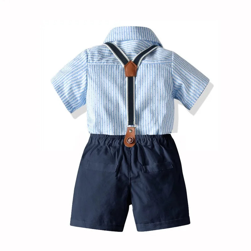Summer Boys Clothes Baby Outfits Set Bow Tie Bib Suit