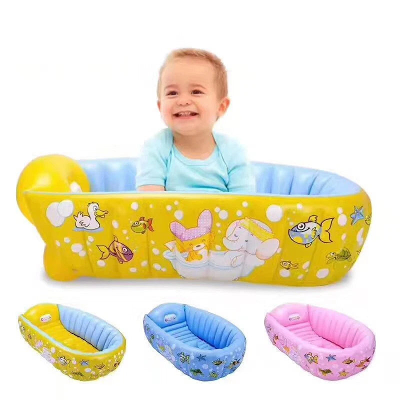 Summer Baby Bathtub Cartoon Inflatable bath tub Child tub Cushion Warm winner keep warm folding Portable bathtub With Pump Gift