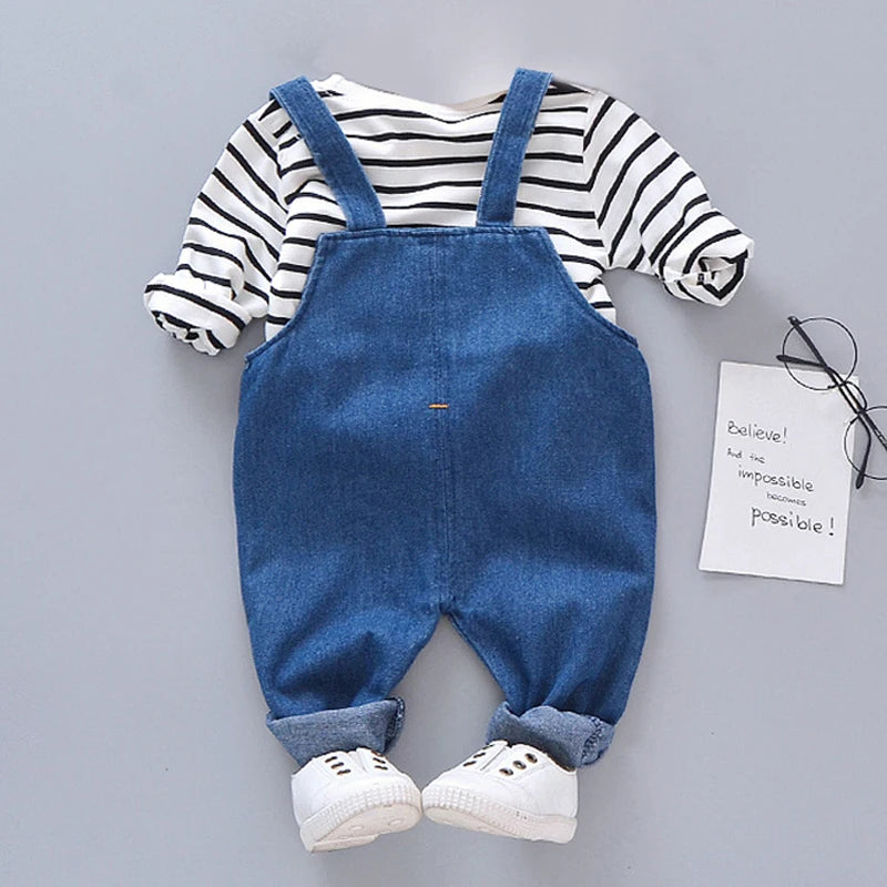 Newborn Baby Girls Boys Clothes 2022 Autumn Spring Baby Clothing Casual Strap Suit Outfit Infant Clothing Sets 6 9 12 24 Month