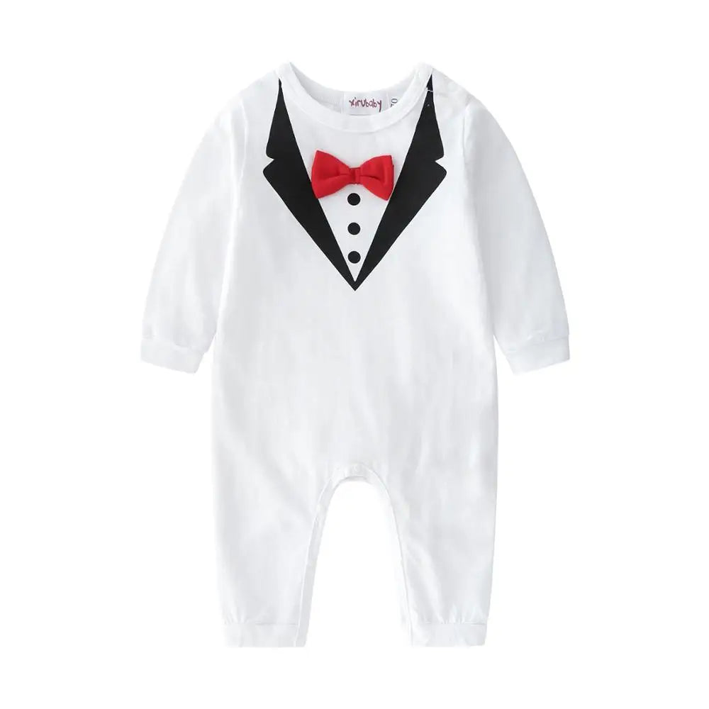 Baby boy Clothes Cotton Soft Long Rompers White/ Black