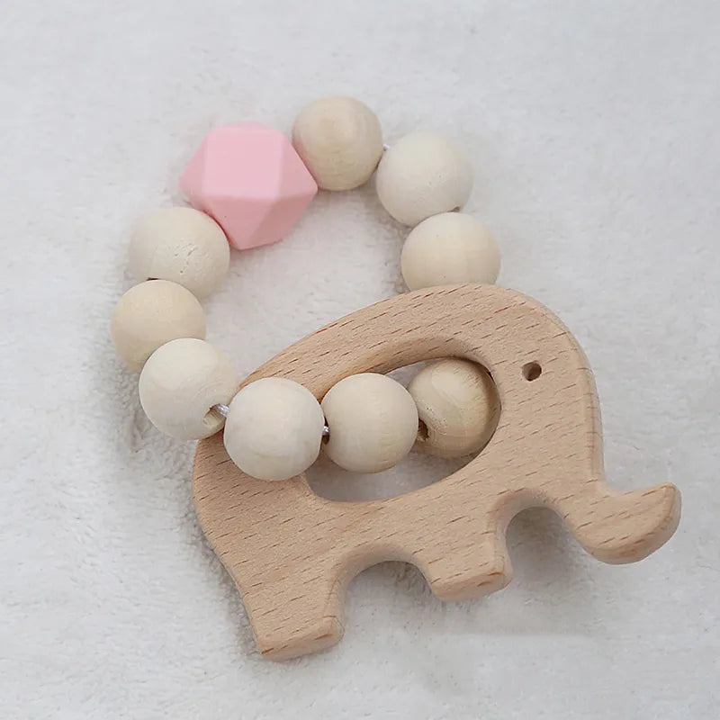 Baby Rattles Play Stroller Toy Teether Wooden Toy