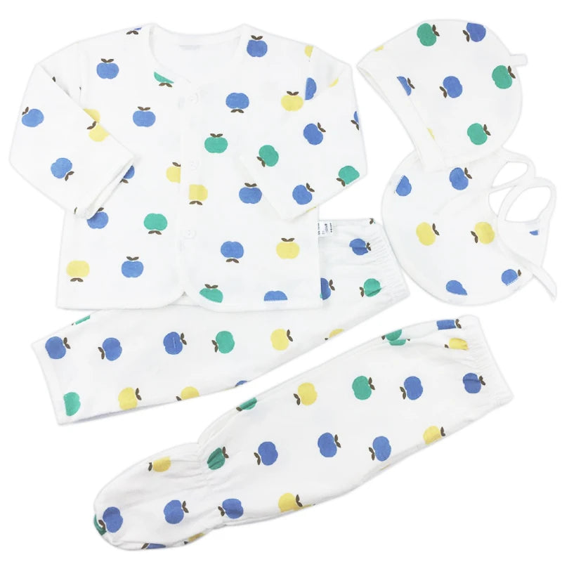 Newborn Baby Set ( 5pcs/set) Clothes Infant Bib Hat Suit 20 Styles