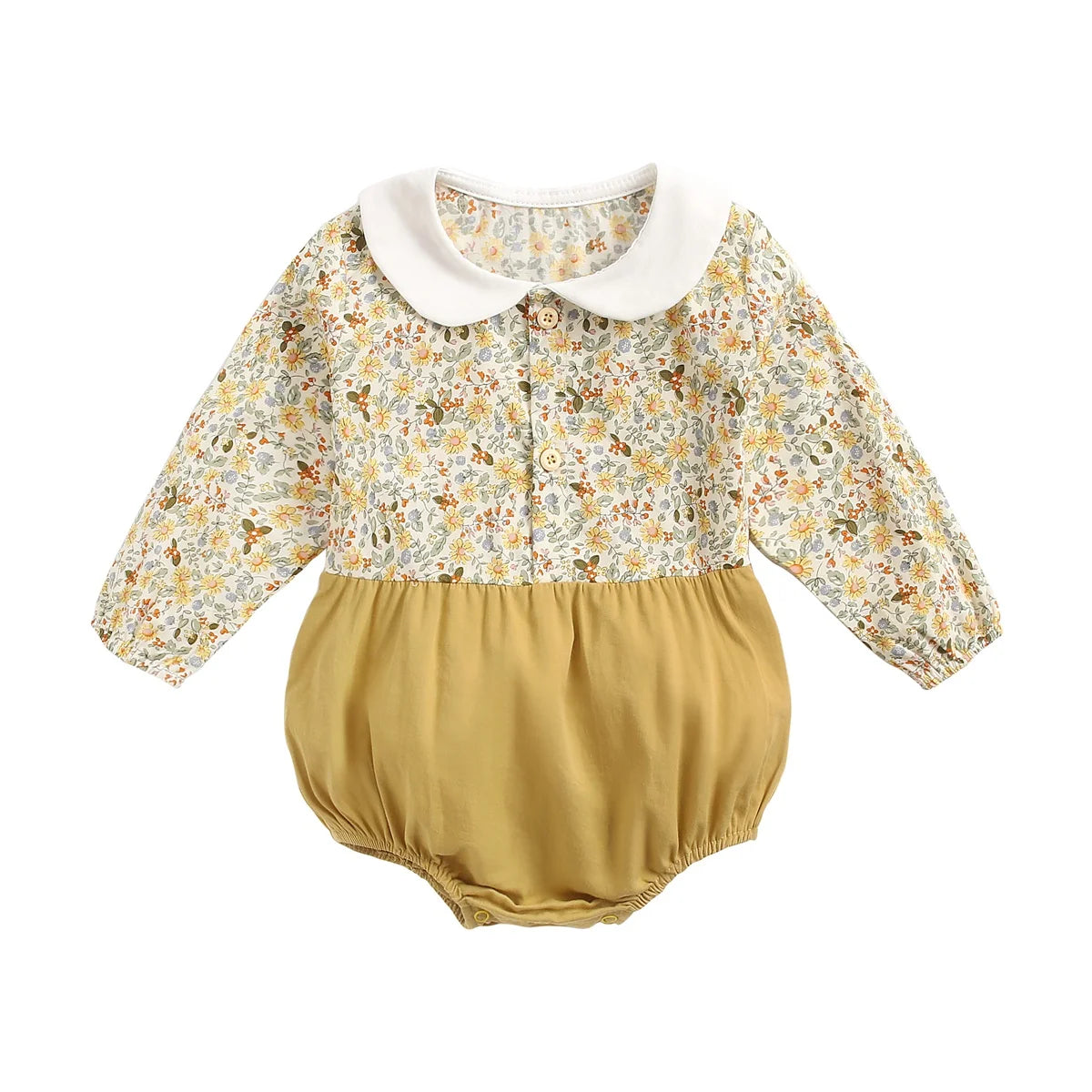 Cute Newborn Baby Girl Bodysuits Cotton Flowers Plaid