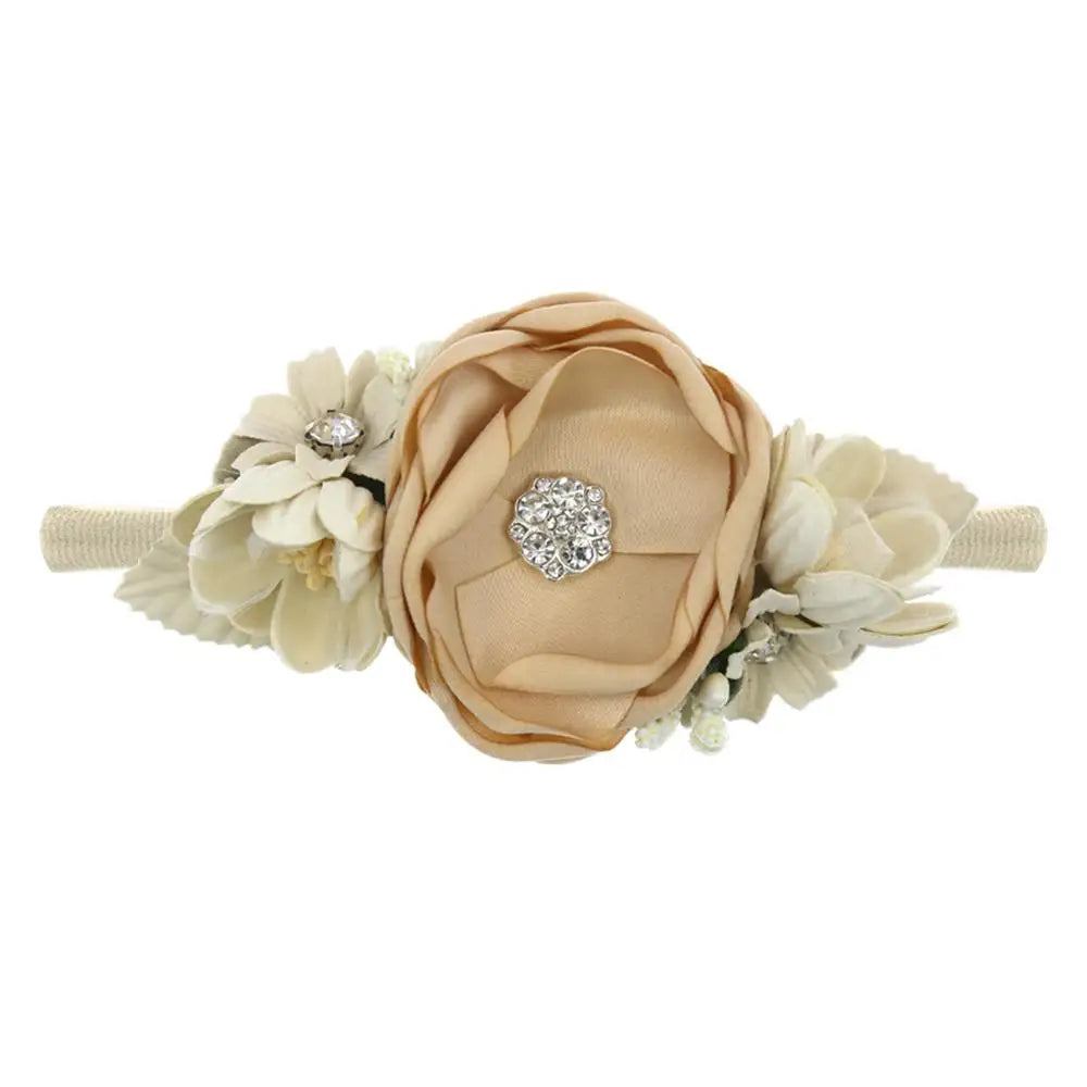 Baby Girl Headbands Nylon Floral Pearl Newborns Headband Princess