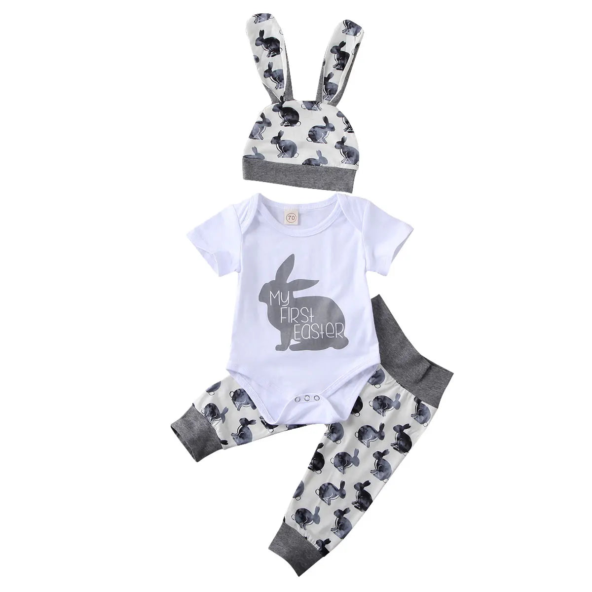 Summer 3PCS Newborn Baby Girl Lovely Bunny Tops Pants Hat