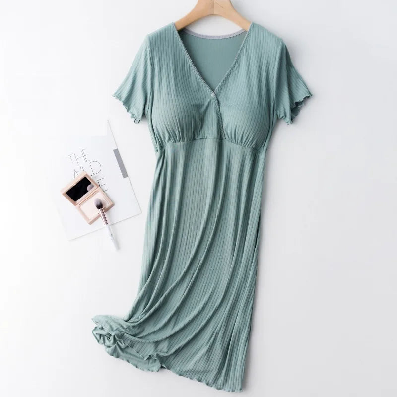 New Pregnancy Pajamas Sleepwear Nursing Pregnant Pajamas Mother Breastfeeding Nightgown Elegant Maternity Nursing Dress