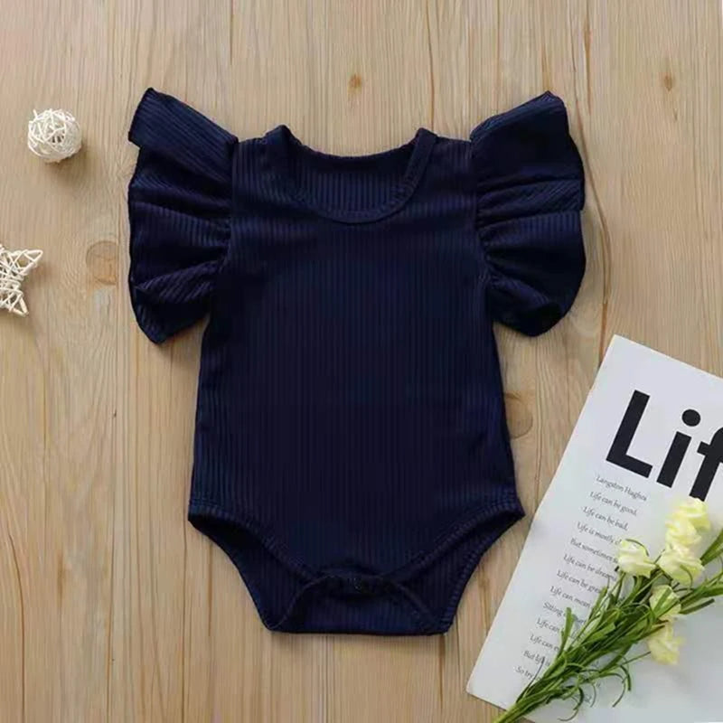 Newborn Baby Girl Solid  Bodysuit Summer